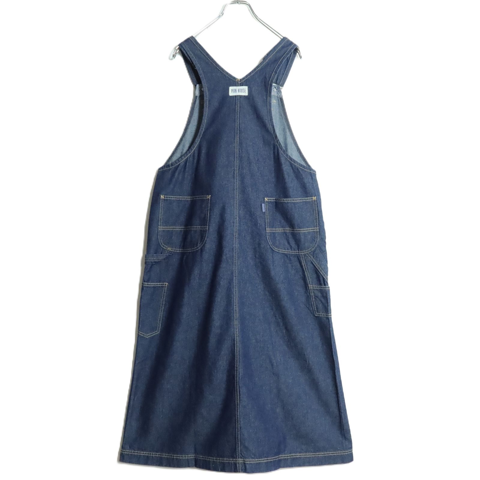極上美品 PINK HOUSE ヴィンテージ デニム ジャンパースカート 極美品】ピンクハウス☆デニムのジャンパースカート ネイビー系 ロゴ