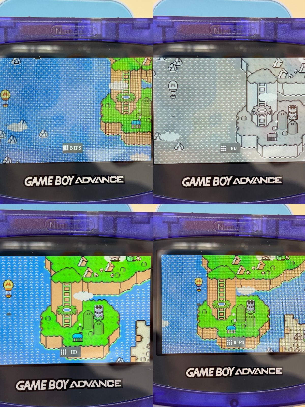 ゲームボーイアドバンス IPS液晶 透明パープル