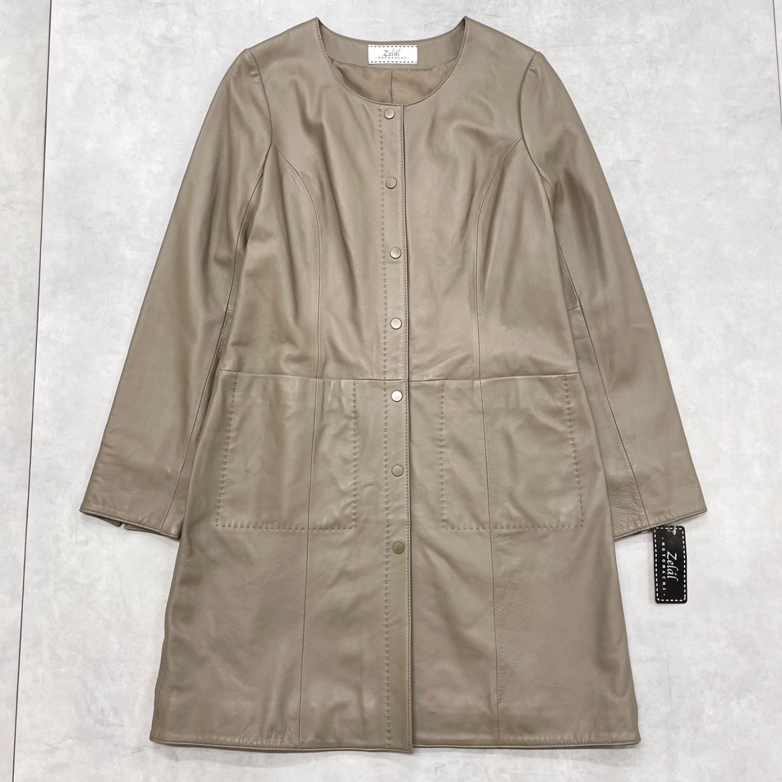 美品 元町ゼラール　zelal　ラムレザー　リバーシブルラウンドカラージャケット 元町ゼラール ソフトラムレザー リバーシブル ラウンドカラー