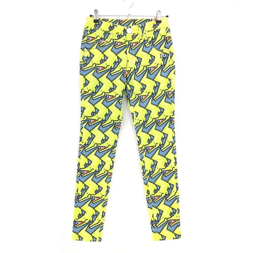 【未使用】PEARLY GATES レディース ワニ柄 パンツ サイズ0 超美品】パーリーゲイツ パンツ ライトグリーン×ライトブルー ワニ柄