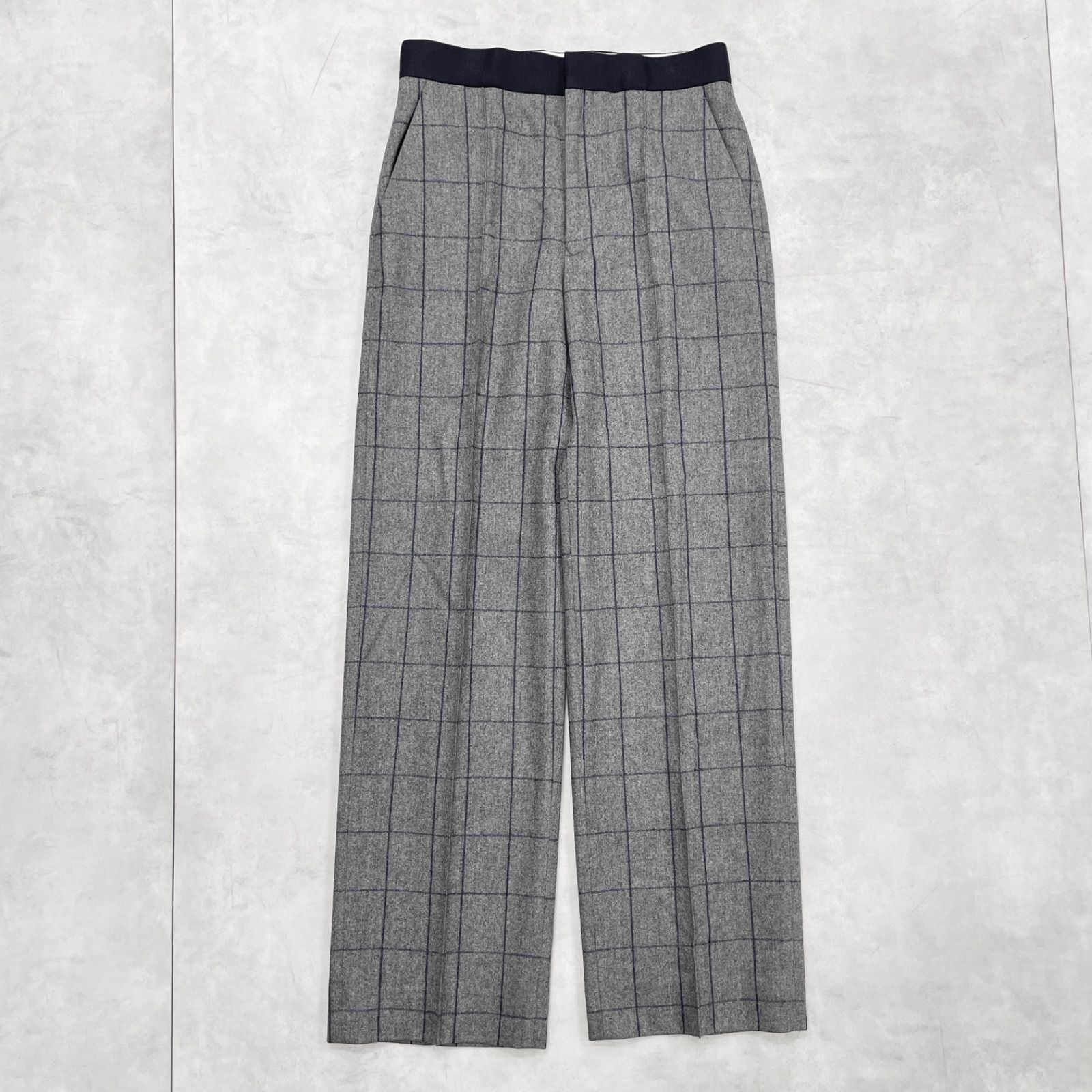 Drawer ドゥロワー ワイドパンツ チェック柄 ウール グレー 日本製  