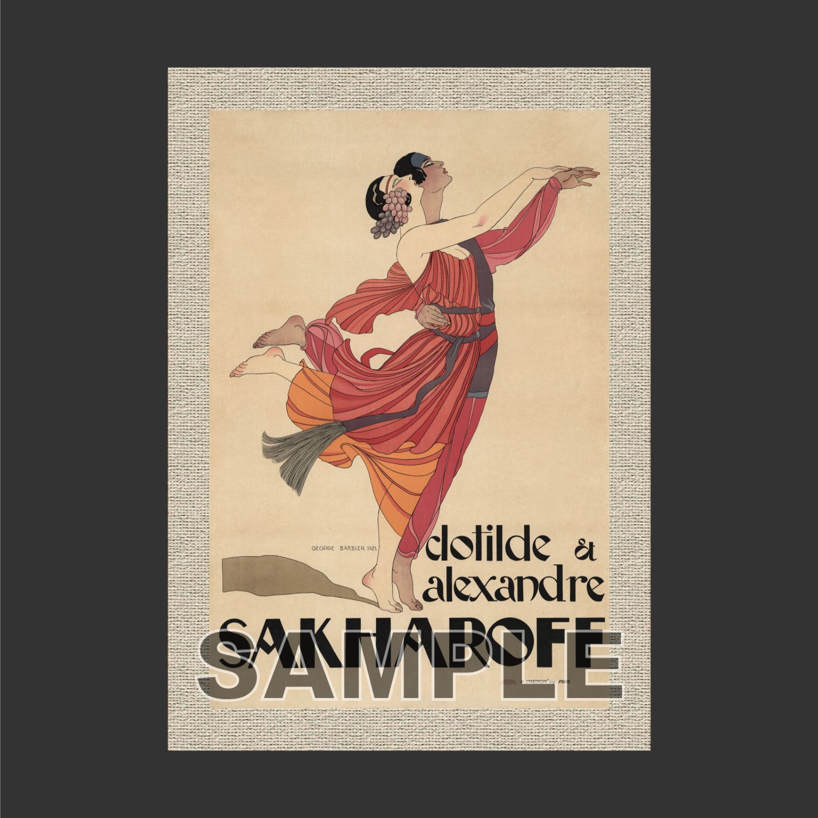 ジョルジュ バルビエ George Barbier クロチルドとアレクサンドル サハロフ アール デコ アートポスター A 2 マット その109 フレーム付 IN