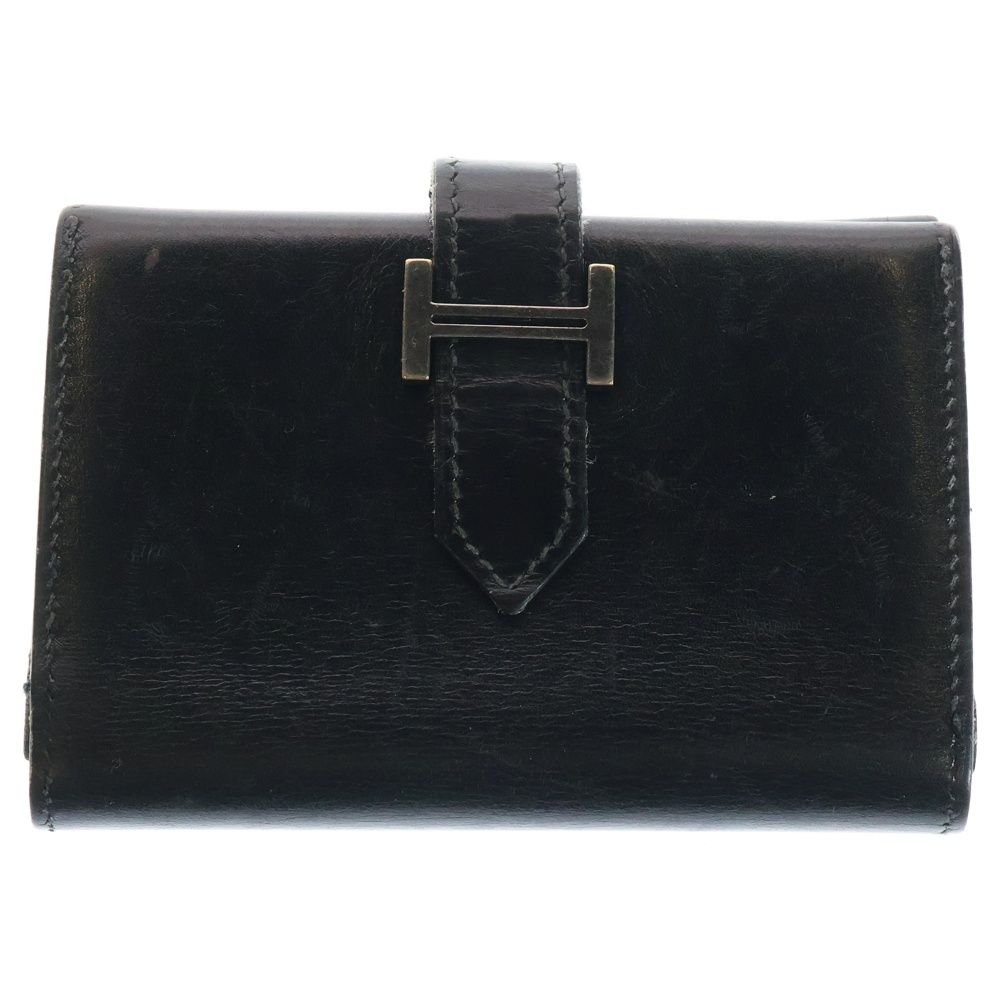 HERMES (エルメス) ベアン レザー カードケース 名刺入れ ブラック □G
