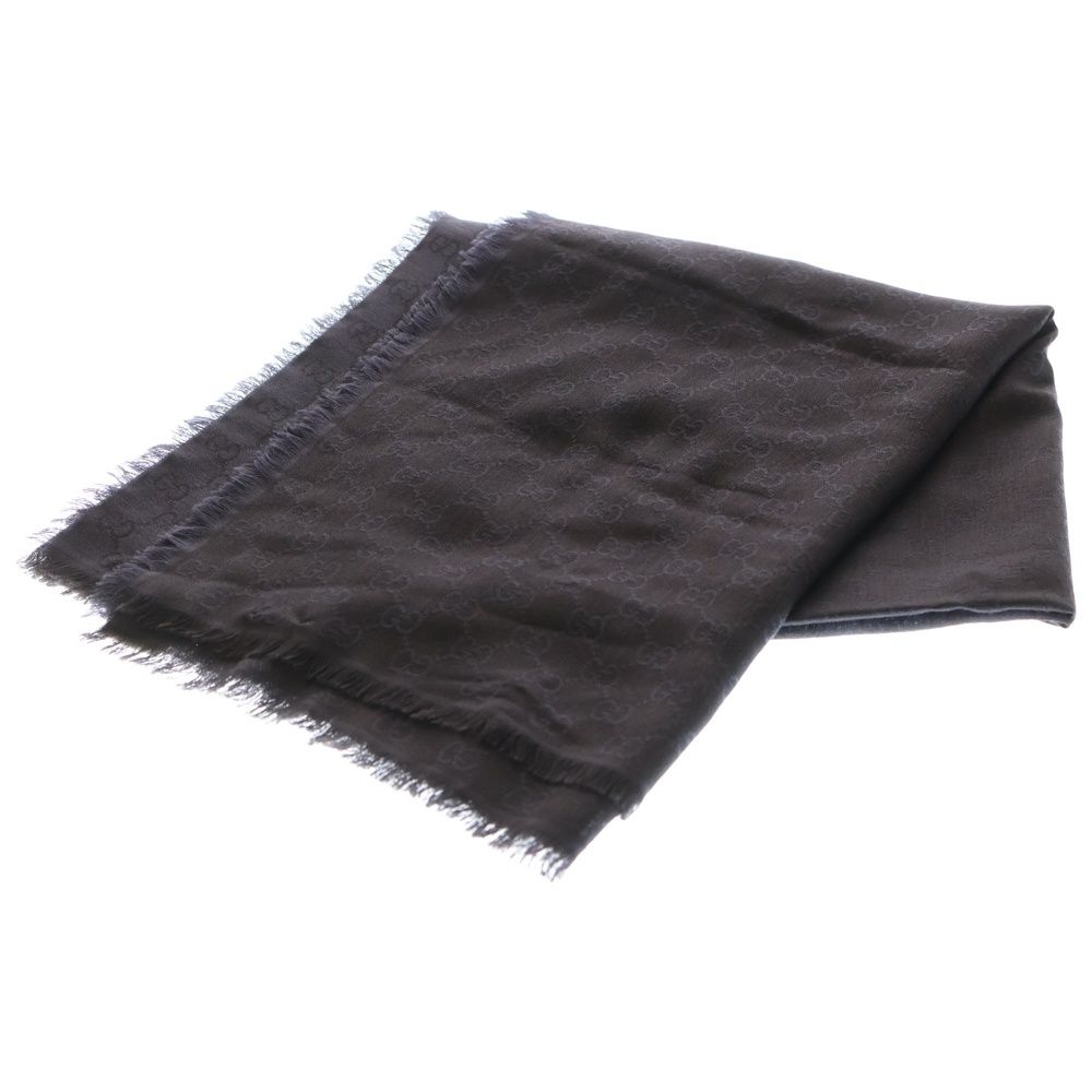 GUCCI グッチ GG ストール マフラー ネイビー ウール シルク