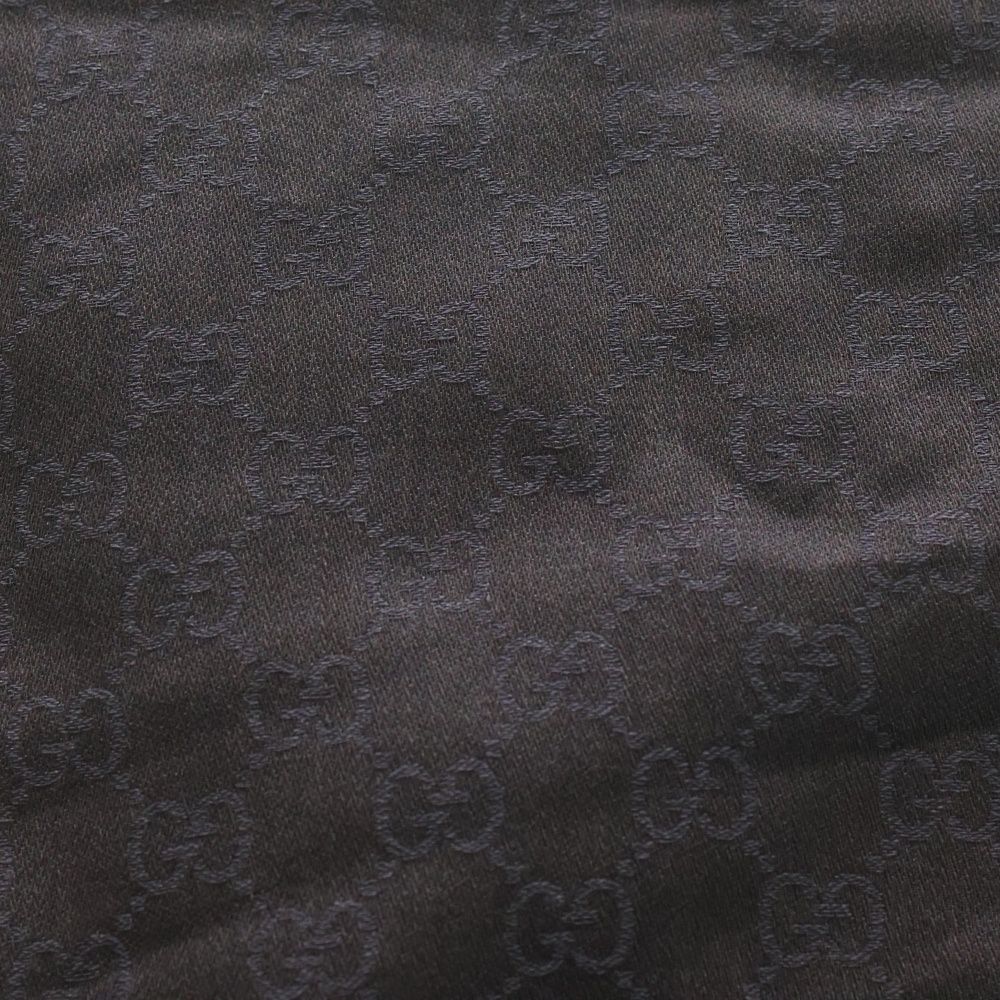 GUCCI グッチ GG ストール マフラー ネイビー ウール シルク