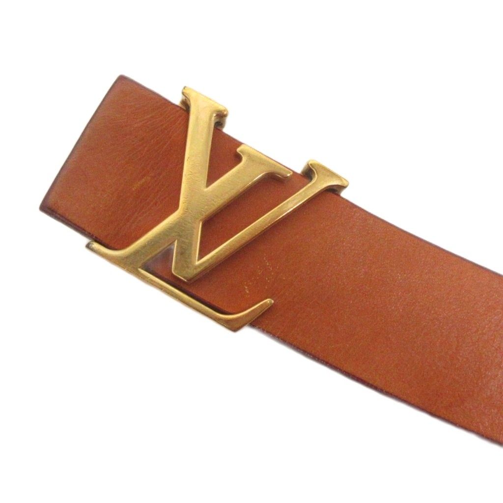 ルイヴィトン LOUIS VUITTON ノマド サンチュールLV イニシャル ベルト ハトメ レザー 茶 ブラウン 85 34 FF AA