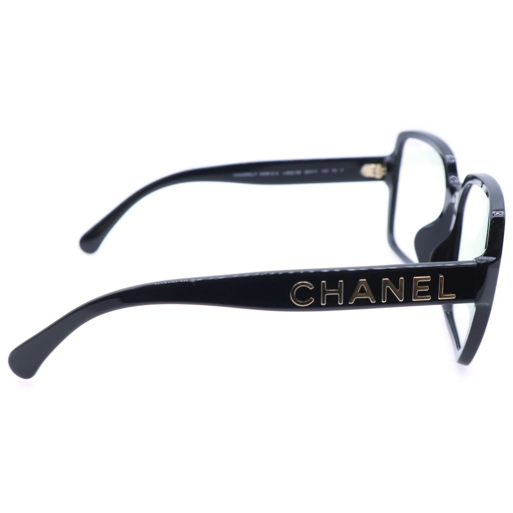 Chanel ブラックフレーム メガネ CHANEL (シャネル) ロゴ メガネ ブラックフレーム クリアレンズ 56□17
