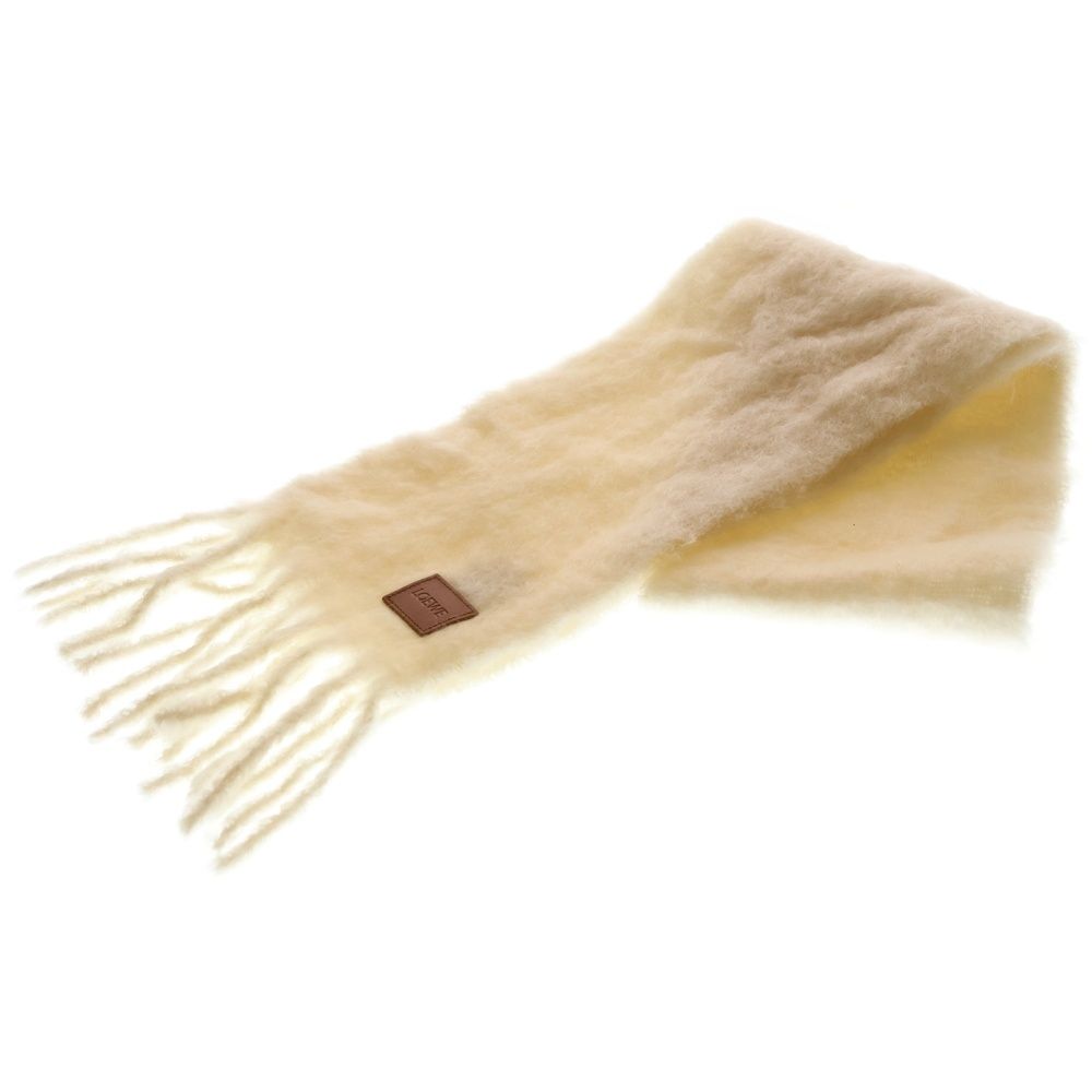 LOEWE ロエベ ロゴ アナグラム フリンジ マフラー モヘア ウール アイボリー