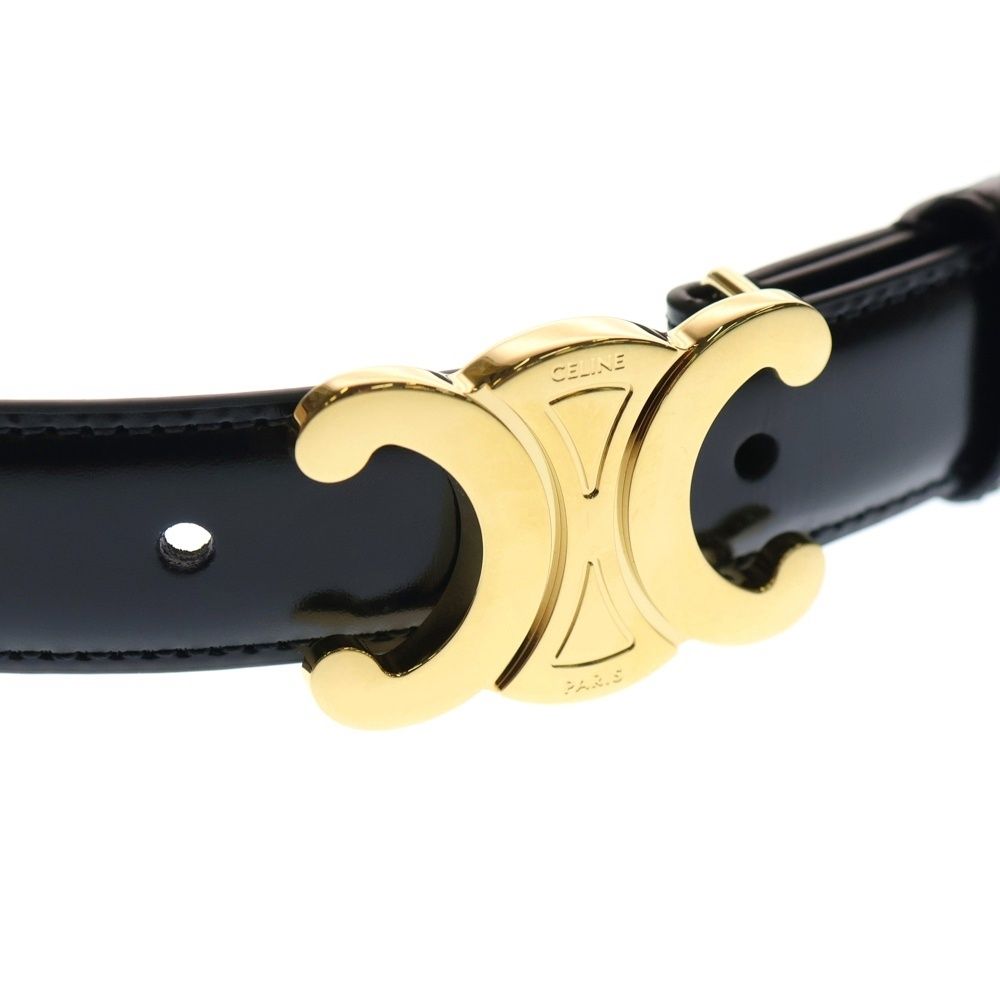 CELINE (セリーヌ) トリオンフ ベルト ブラック レザー ゴールド金具