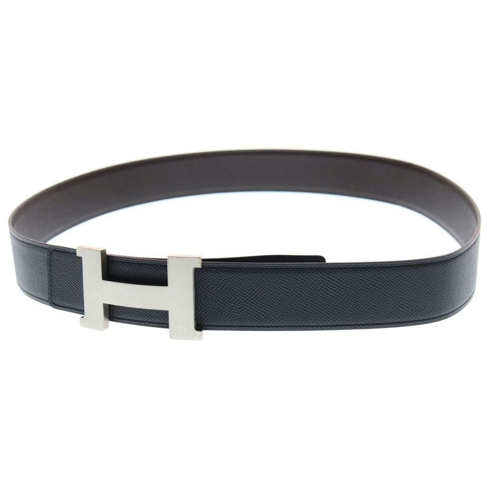 HERMES (エルメス) コンスタンス ベルト ブラック レザー シルバー金具