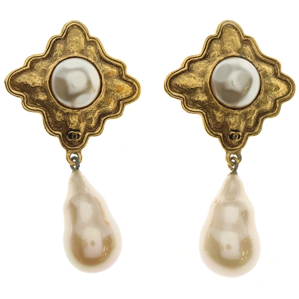 CHANEL シャネル ココマーク パール イヤリング ホワイト×ゴールド 26