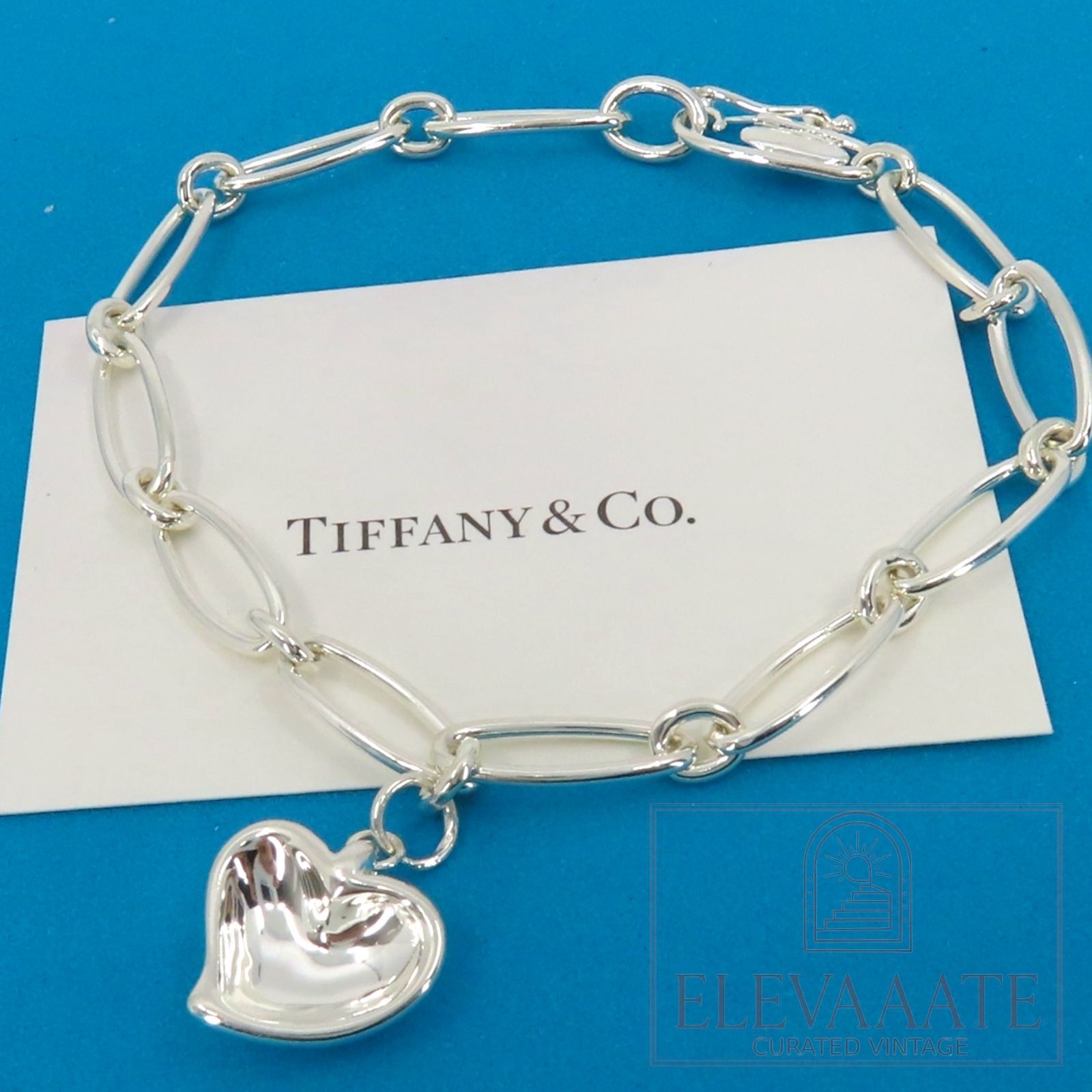 美品 Tiffany&Co. ティファニー カーブドハート シルバー ブレスレット