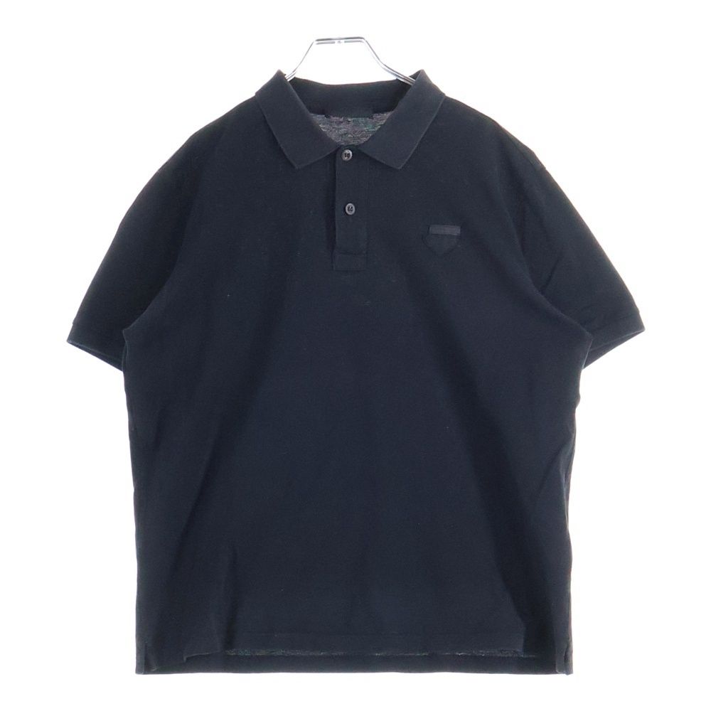 PRADA プラダ フロントトライアングルロゴ コットン 半袖ポロシャツ ブラック UJN 444 S 181 XGS