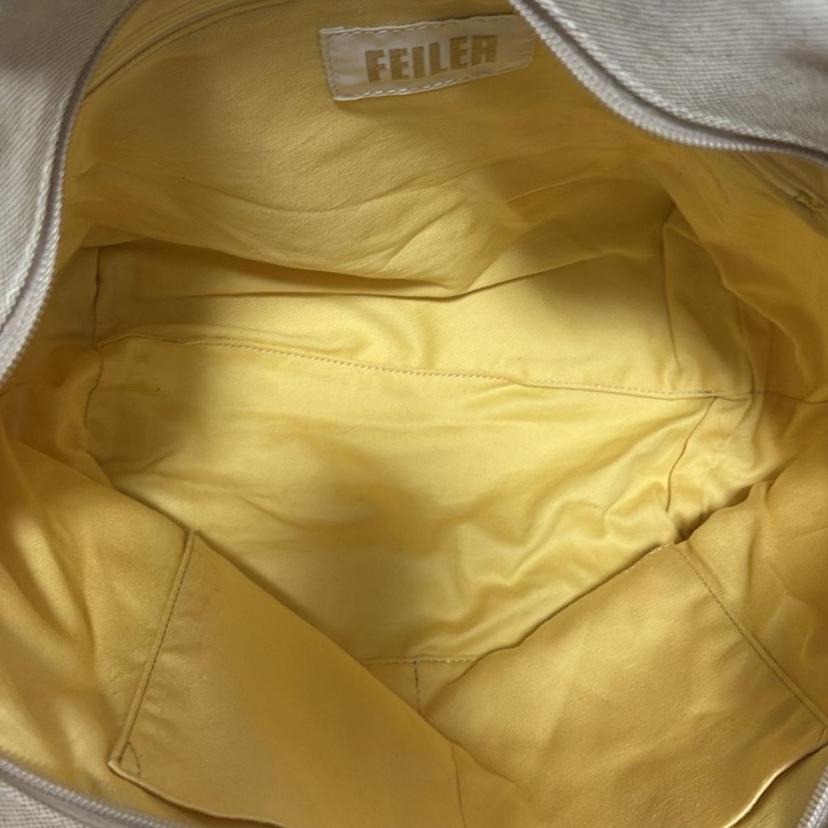 FEILER(フェイラー) ショルダーバッグ美品  ソレイユブラン アイボリー×ダークブラウン×マルチ ひまわり柄 リネン FEILER - FEILER(フェイラー) ショルダーバッグ美品 ソレイユブラン