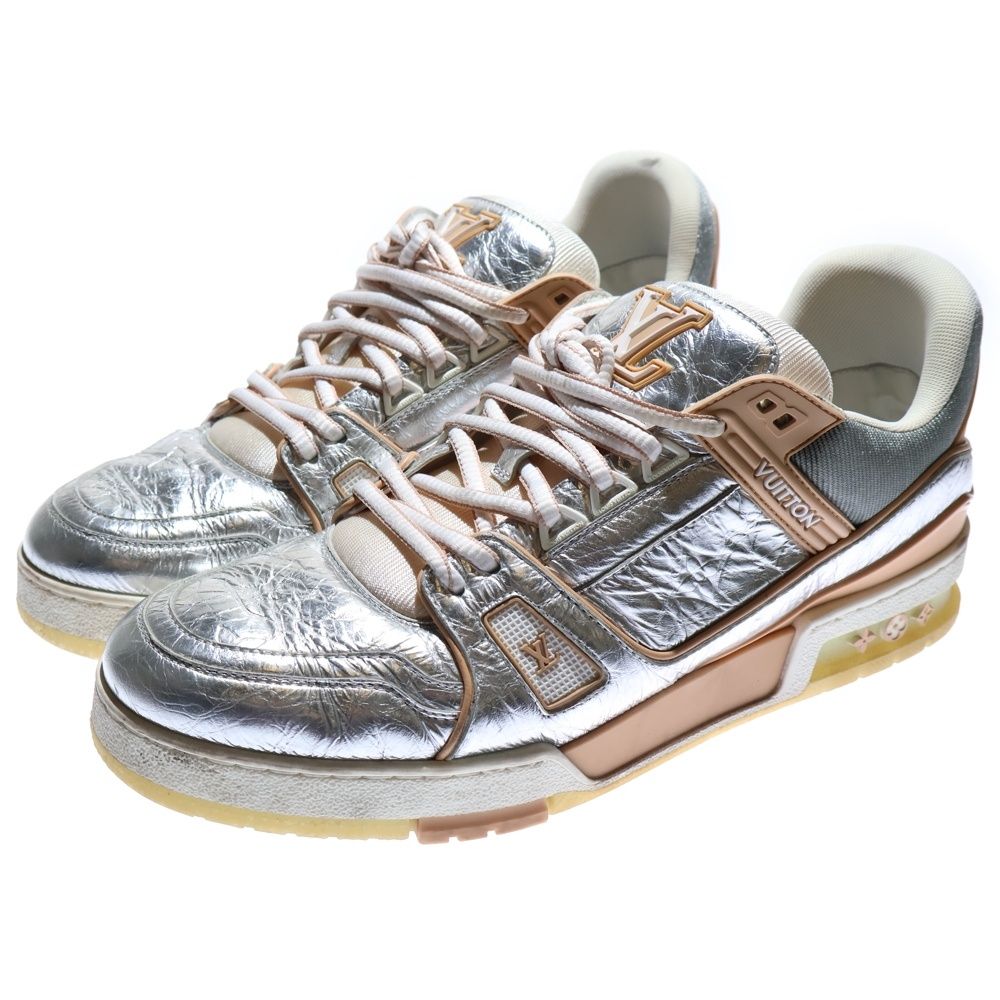 LOUIS VUITTON ルイヴィトン 22 SS LVトレイナーライン メタリック ローカットスニーカー シルバー LD 0251