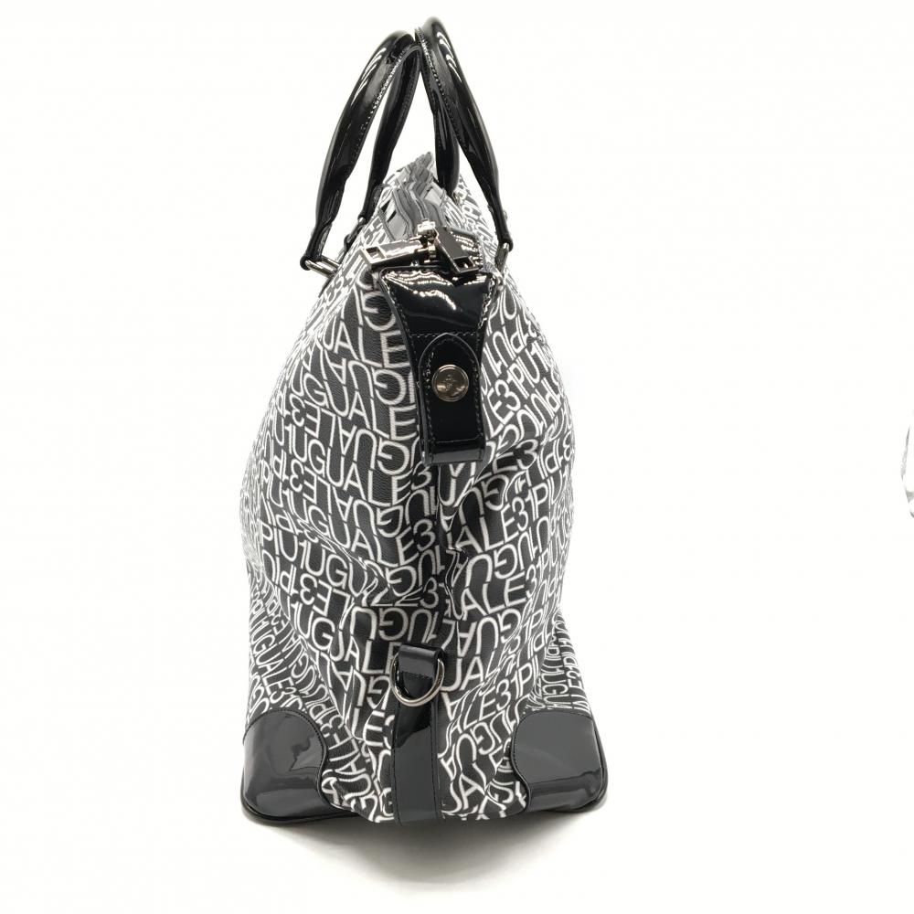  超 ウノピゥウノウグァーレトレゴルフ ボストンバッグ 黒 白 ロゴ総柄 ショルダーストラップ付 ゴルフ 1PIU1UGUALE3 ウォームアップウェア ゴルフバッグ キャディバッグ ゴルフ
