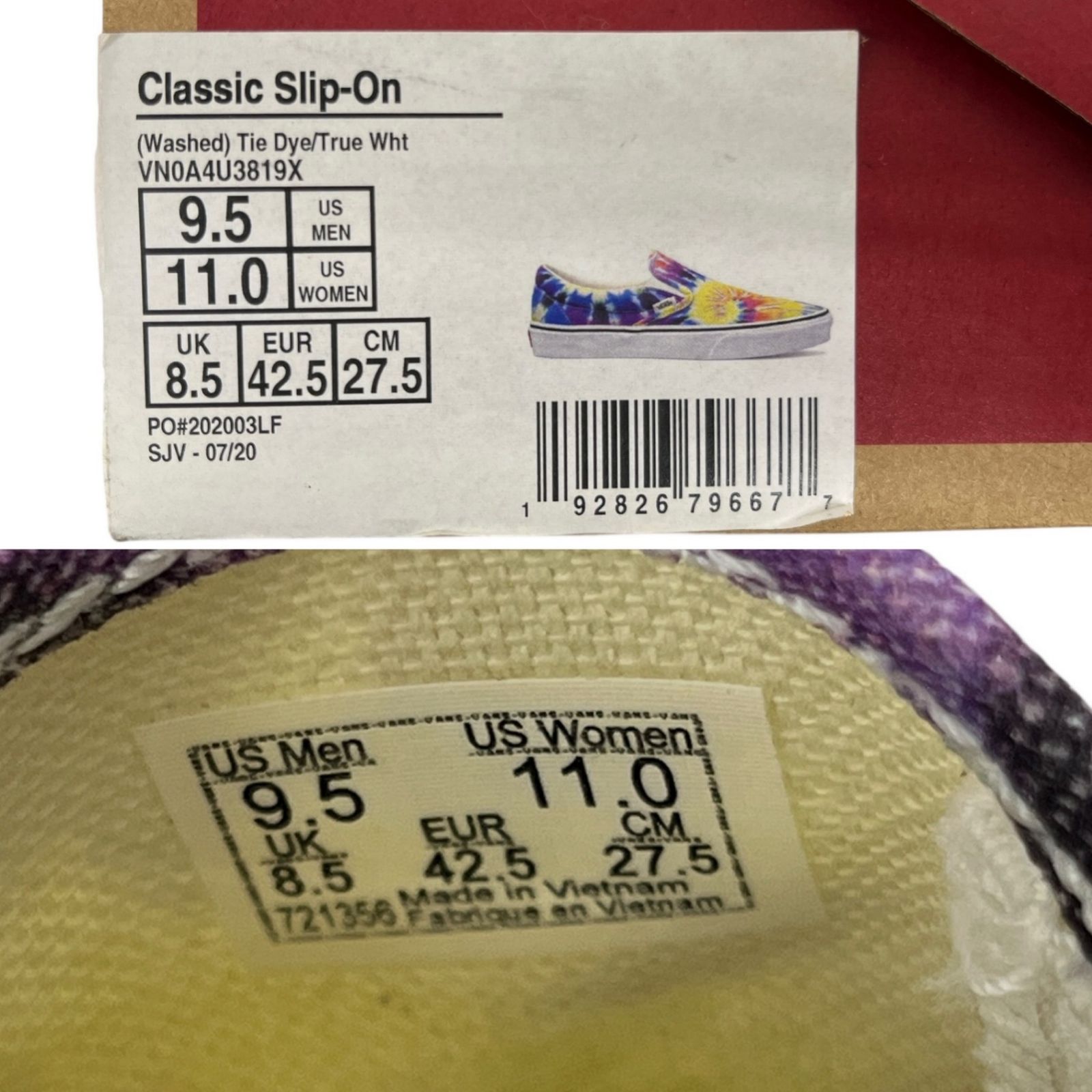 VANS (バンズ) CLASSIC SLIP-ON TIE DYE クラシック スリッポン 