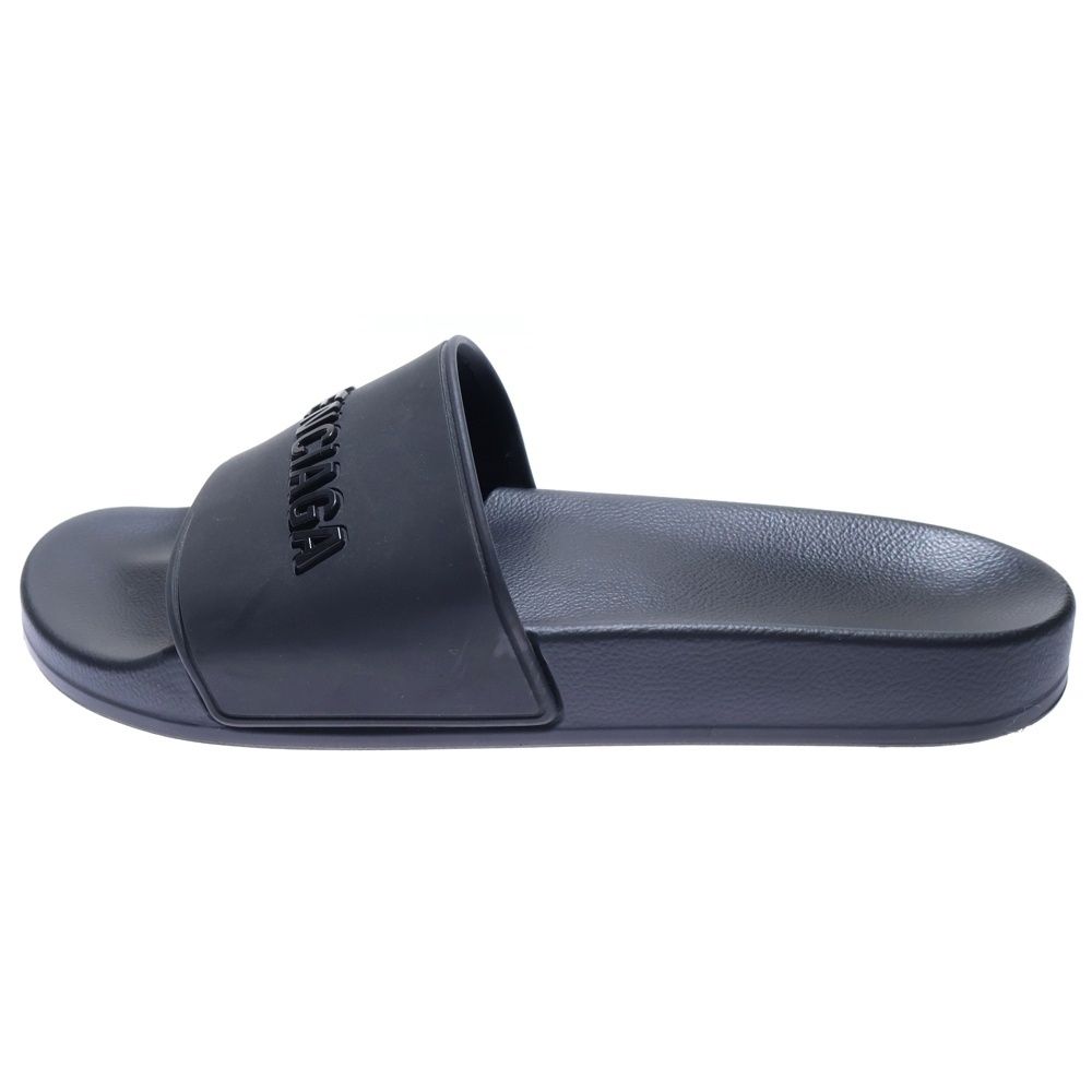 BALENCIAGA バレンシアガ ラバー ロゴ フラット シャワーサンダル シューズ ブラック