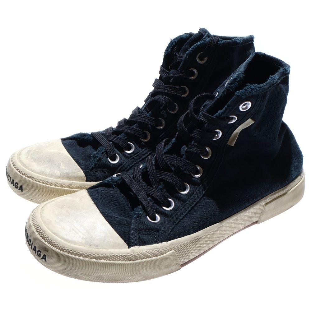 バレンシアガ Paris High Top Sneaker パリス ダメージ加工 ハイカットスニーカー ブラック 688756