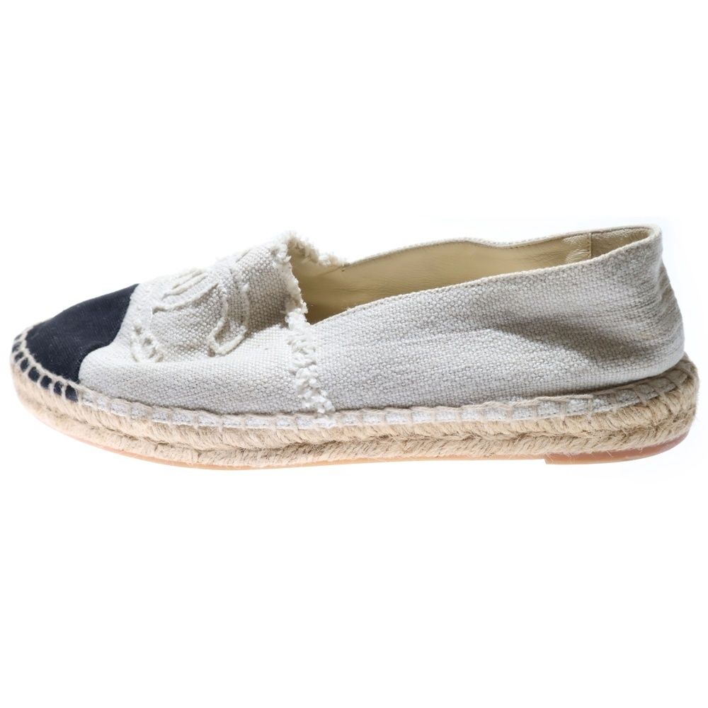 CHANEL シャネル エスパドリーユ キャンバス ロゴ ローカット スニーカー シューズ ホワイト ブラック MG 29762