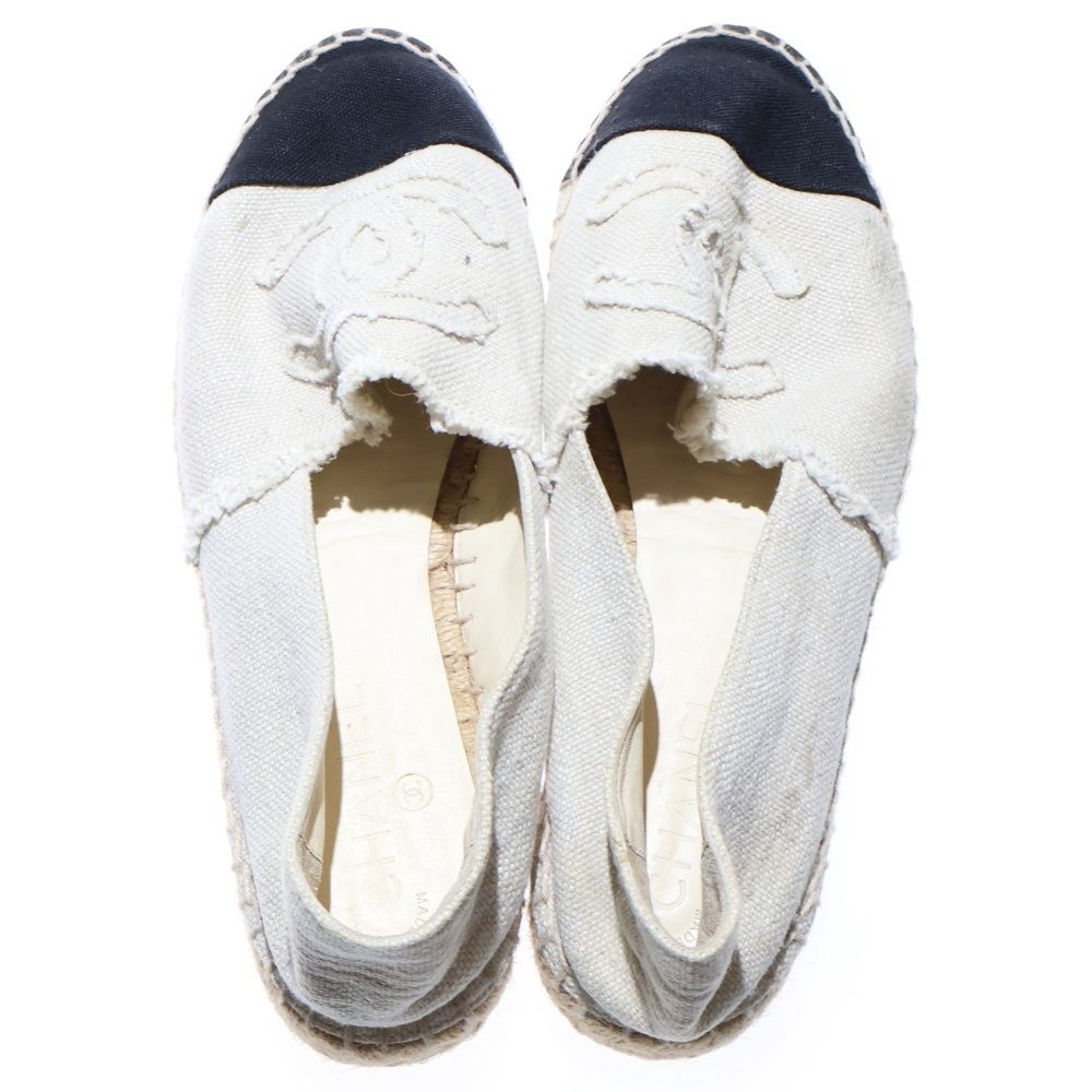  CHANEL シャネル エスパドリーユ キャンバス ロゴ ローカット スニーカー シューズ ホワイト ブラック MG 29762 その他 靴