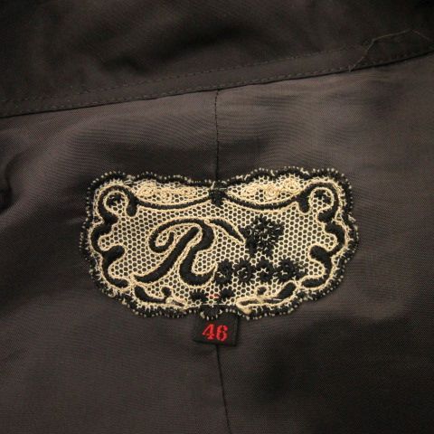  ロッサ Rossa ベロアベスト ジップアップ 刺繍 黒 46 A 22 ベスト ジレ ビスチェ トップス