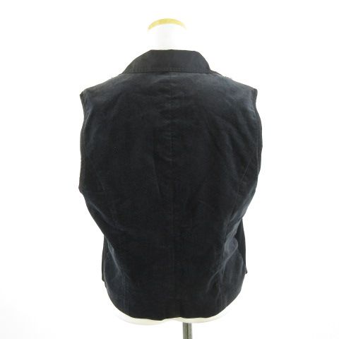 ロッサ Rossa ベロアベスト ジップアップ 刺繍 黒 46 A 22