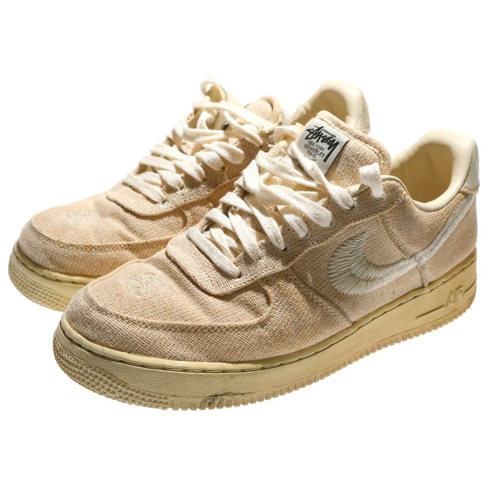 NIKE ナイキ ×STUSSY AIR FORCE 1 LOW FOSSIL STONE CZ 9084-200 ステューシー エアフォース1 ロー フォッシルストーン ローカットスニーカー US 9.5 27.5 cm アイボリー