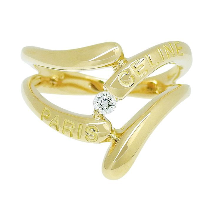CELINE セリーヌ デザイン ダイヤ リング K18YG 750 イエローゴールド