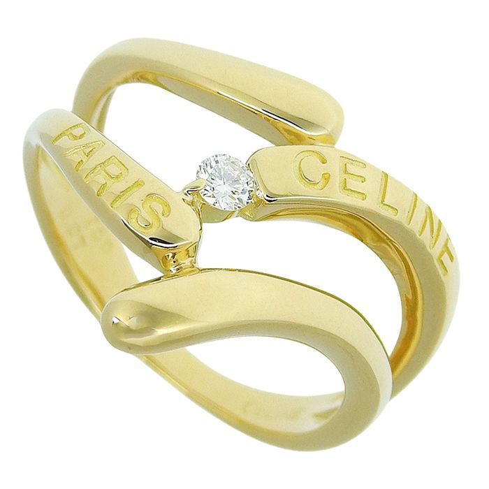 CELINE セリーヌ デザイン ダイヤ リング K18YG 750 イエローゴールド