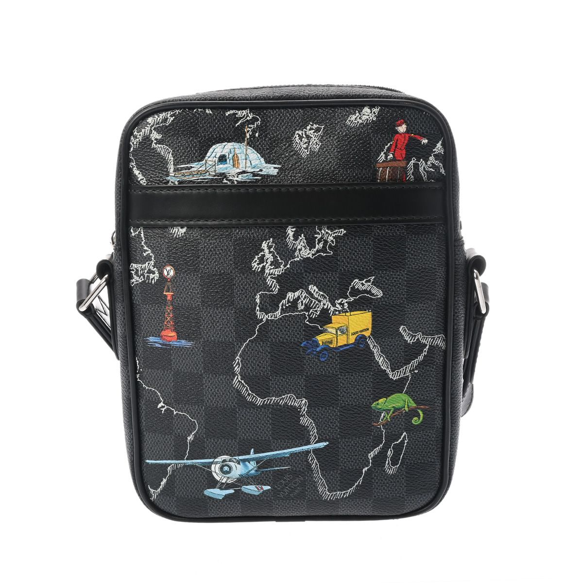 ルイヴィトン グラフィットマップ ダヌーブ PM NM 黒 グレー N 40239 メンズ ダミエグラフィットキャンバス ショルダーバッグ