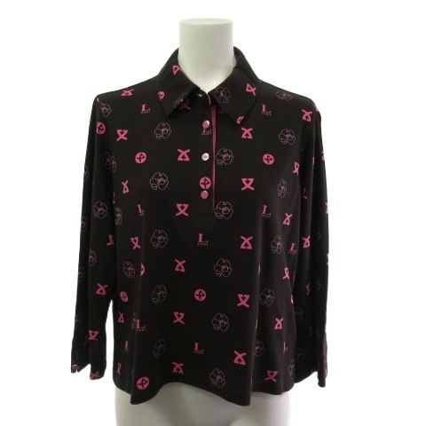 レオナールスポーツ LEONARD SPORT ポロシャツ 長袖 ロゴプリント 7分