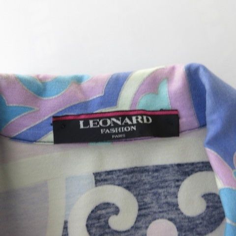  レオナール LEONARD ファッション FASHION シャツ ブラウス 総柄 半袖 パープル M 半袖 シャツ ブラウス