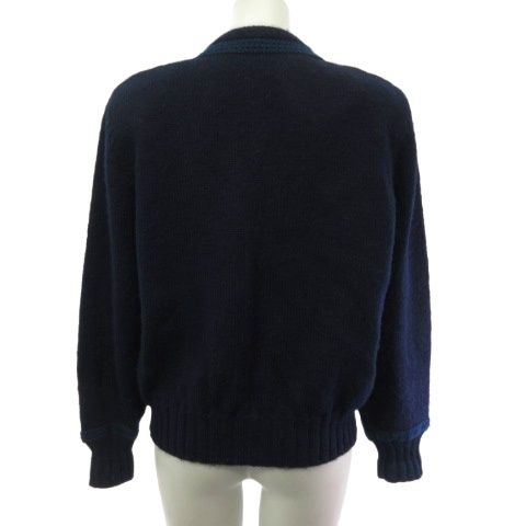 ヘルノ HERNO カーディガン アルパカ100 金釦 刺繍 長袖 ネイビー 紺