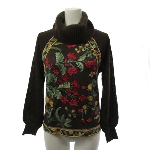 【美品】LEONARD レオナール タートル ニット 花柄 黒 L レオナール LEONARD FASHION ファッション ニット セーター オフ