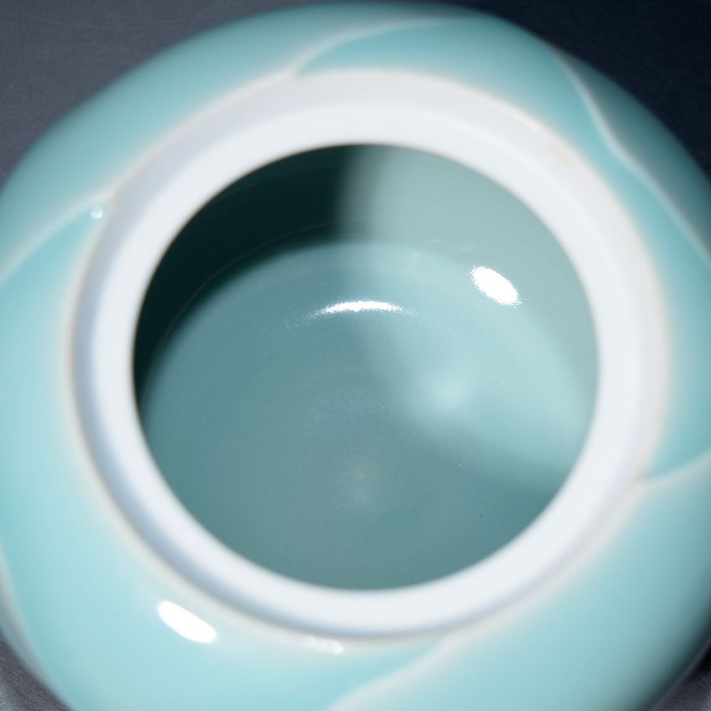 新品未使用品 京焼 松本為佐視 青磁香炉 三足香炉 香爐 香道具 茶道具