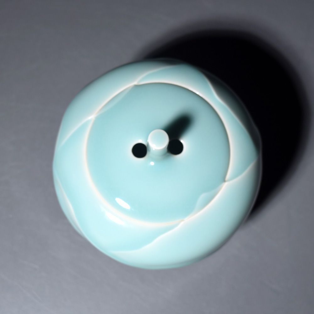 新品未使用品 京焼 松本為佐視 青磁香炉 三足香炉 香爐 香道具 茶道具