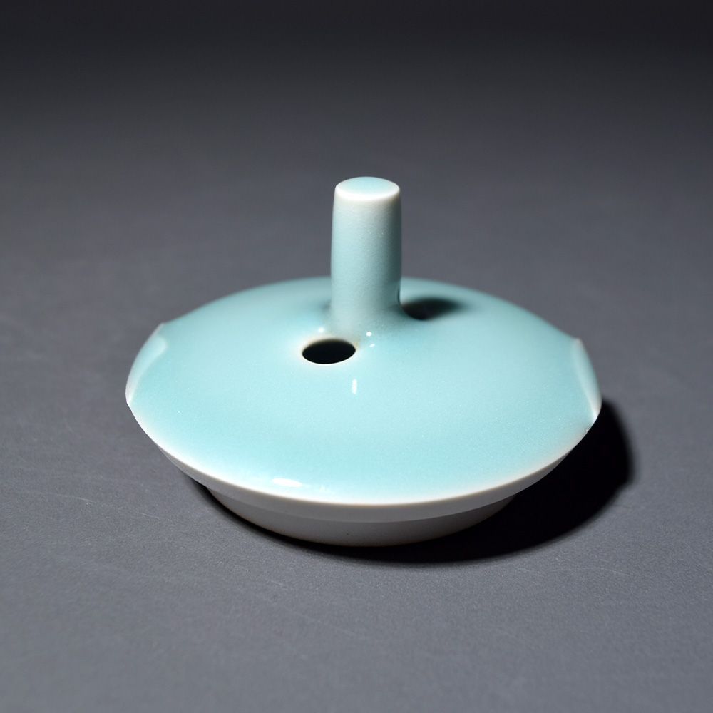 新品未使用品 京焼 松本為佐視 青磁香炉 三足香炉 香爐 香道具 茶道具