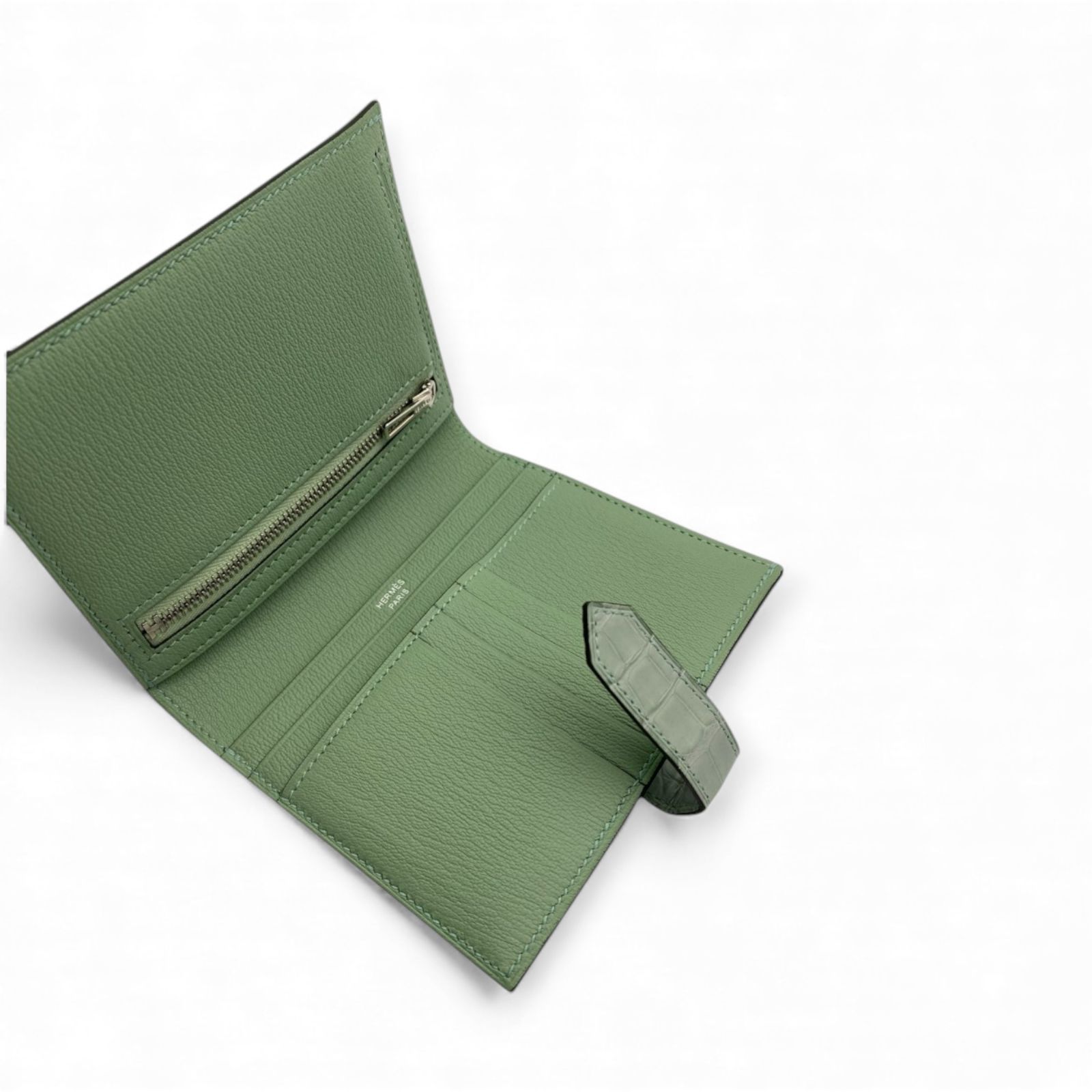 HERMES】 エルメス ベアン コンパクト 財布 2つ折り ヴェールデュー 緑 