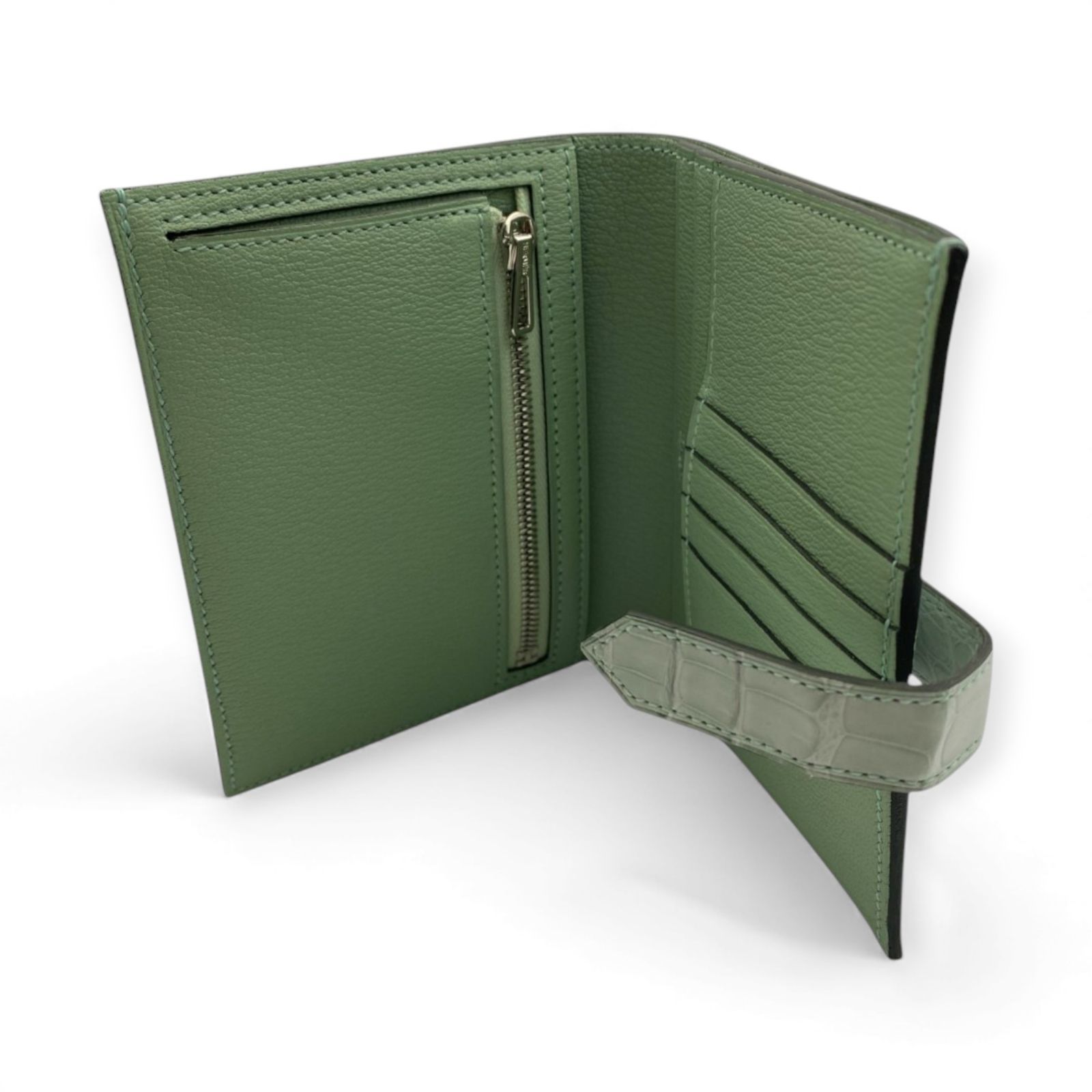 HERMES】 エルメス ベアン コンパクト 財布 2つ折り ヴェールデュー 緑 