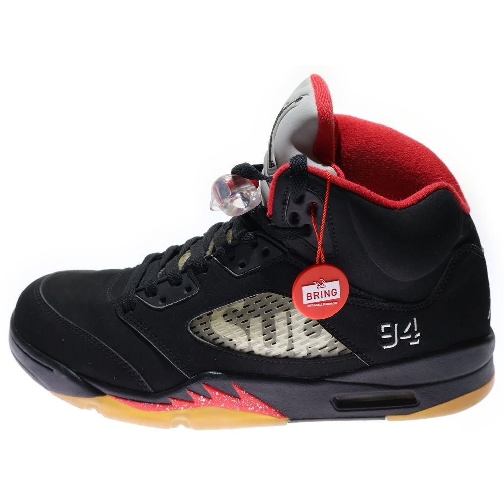 NIKE ナイキ ×SUPREME AIR JORDAN 5 RETRO シュプリーム エアジョーダン レトロ ハイカットスニーカー ブラック US 10 28 cm 824371-001