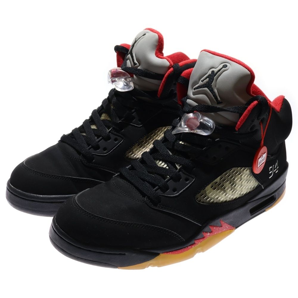 NIKE ナイキ ×SUPREME AIR JORDAN 5 RETRO シュプリーム エアジョーダン レトロ ハイカットスニーカー ブラック US 10 28 cm 824371-001