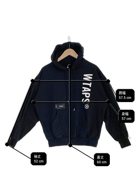 WTAPS ﾀﾞﾌﾞﾙﾀｯﾌﾟｽ ﾊﾟｰｶｰ ﾌｰﾃﾞｨ ﾌﾟﾙｵｰﾊﾞｰ ﾛｺﾞ ﾌﾞﾗｯｸ 01 【中古