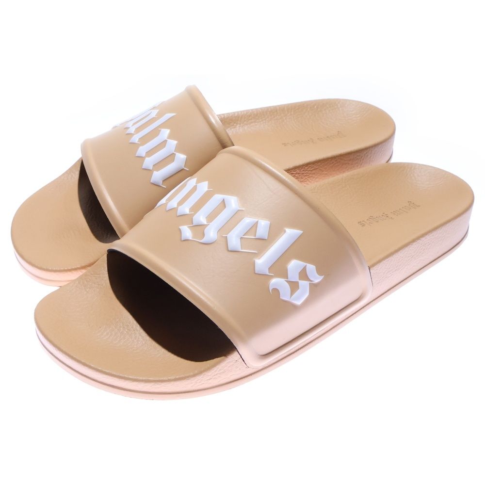 Palm Angels パームエンジェルス Pool Sliders ロゴ スライドサンダル ベージュ