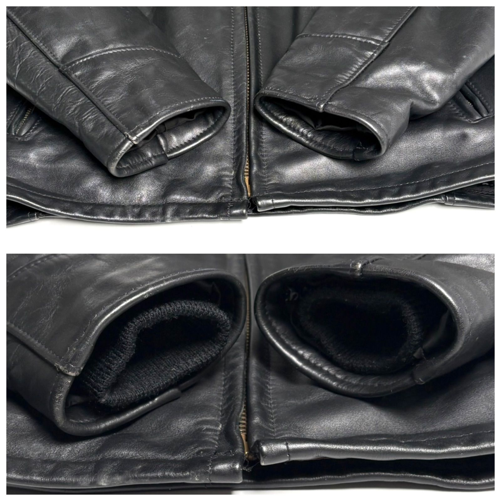 米国製】Schott レザー ライダースジャケット 黒 42 襟付 AT101 本革