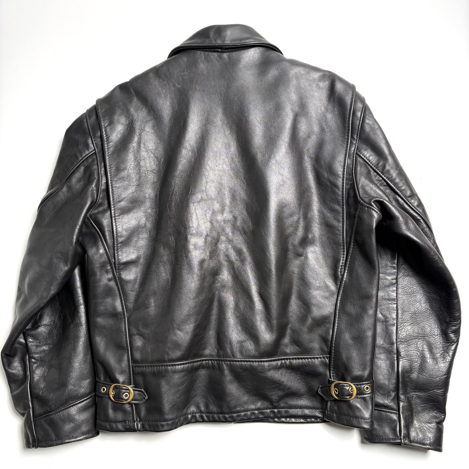 米国製】Schott レザー ライダースジャケット 黒 42 襟付 AT101 本革