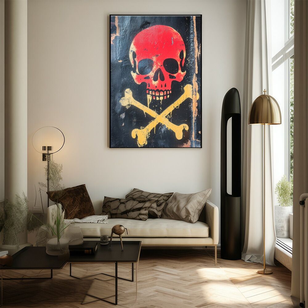 A2サイズ（約42x59cm）】【lm-poster-5399】【フレーム付き】ドクロ