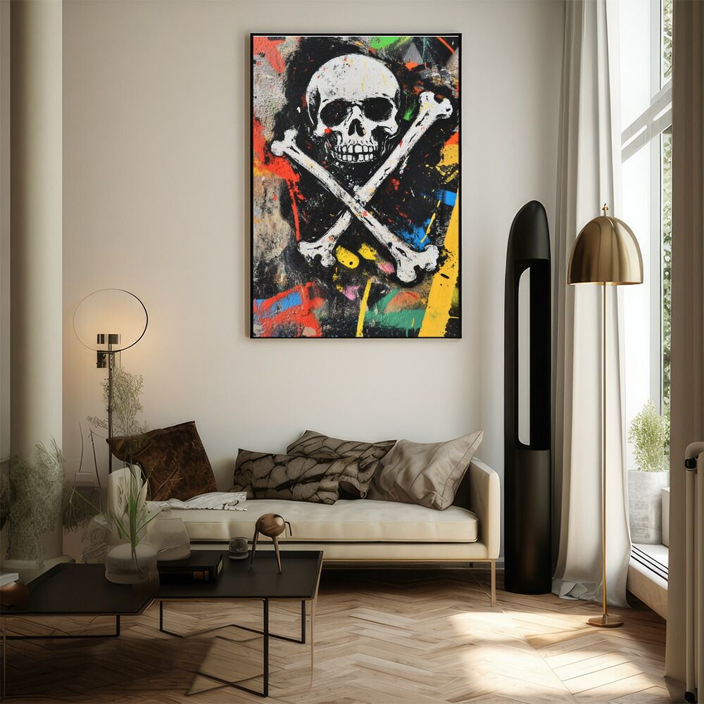 A3サイズ（約30×42cm）】【lm-poster-5491】【フレーム付き】ドクロ