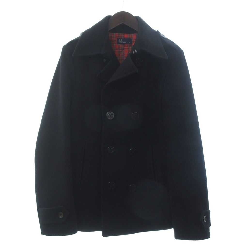 フレッドペリー FRED PERRY Pコート ひざ丈 長袖 ダブル 裏地チェック