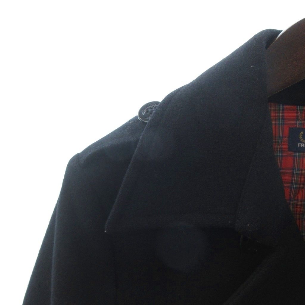 フレッドペリー FRED PERRY Pコート ひざ丈 長袖 ダブル 裏地チェック